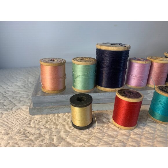 Vintage Sewing Thread Wood Spools set of 9 #14 - Picture 2 of 8